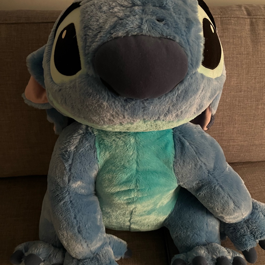 Large Blue Stitch Plush Toy - Soft Teal Belly